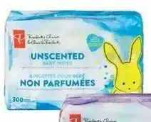 Shoppers Drug Mart PC unscented baby wipes (300's) offer