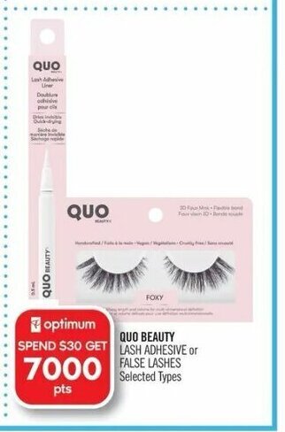 Shoppers Drug Mart Quo Beauty lash adhesive or false lashes offer