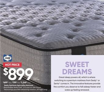 Sleep Country Sealy optimum aphrodite mattress offer
