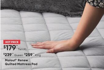 Sleep Country Malouf® renew quilted mattress pad offer