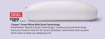 Sleep Country Casper® foam pillow with snow technology offer