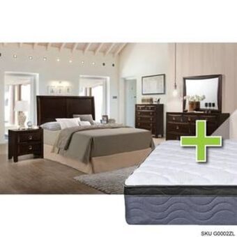 Aaron's Franklin ii 6 - piece queen bedroom set w/ 9.5 tight top extra firm memory foam mattress, foundation, & cases offer