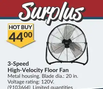 Princess Auto 3-speed high-velocity floor fan offer