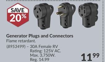 Princess Auto Generator plugs and connectors offer