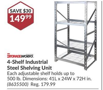 Princess Auto 4-shelf industrial steel shelving unit offer