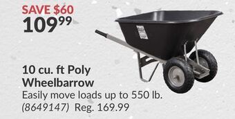 Princess Auto 10 cu. ft poly wheelbarrow offer