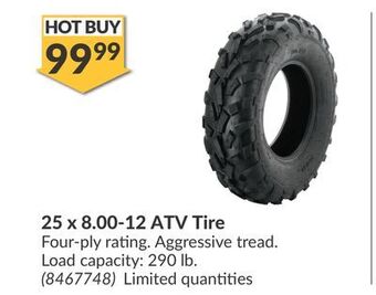 Princess Auto 25 x 8.00-12 atv tire offer