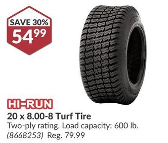 Princess Auto 20 x 8.00-8 turf tire offer