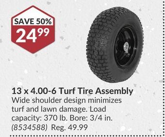 Princess Auto 13 x 4.00-6 turf tire assembly offer