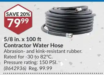 Princess Auto 5/8 in. x 100 ft contractor water hose offer