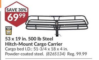 Princess Auto 53 x 19 in. 500 lb steel hitch-mount cargo carrier offer