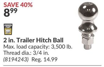 Princess Auto 2 in. trailer hitch ball offer