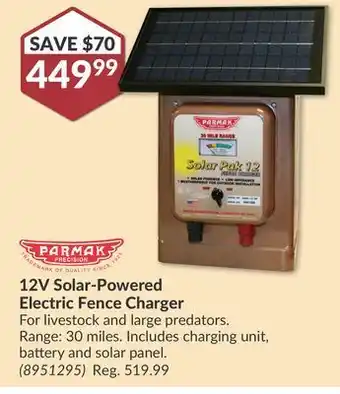 Princess Auto Parmak 12v solar-powered electric fence charger offer