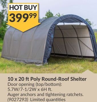 Princess Auto 10 x 20 ft poly round-roof shelter offer