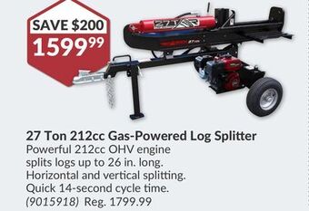Princess Auto 27 ton 212cc gas-powered log splitter offer