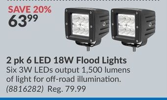 Princess Auto 2 pk 6 led 18w flood lights offer