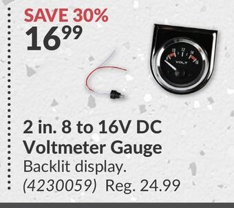 Princess Auto 2 in. 8 to 16v dc voltmeter gauge offer