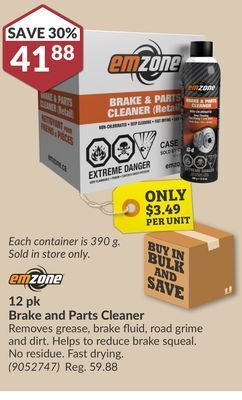 Princess Auto 12 pk brake and parts cleaner offer