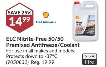 Princess Auto Elc nitrite-free 50/50 premixed antifreeze/coolant offer
