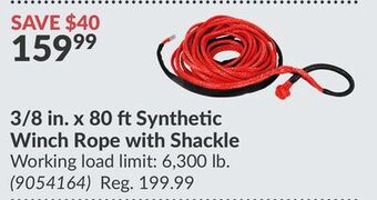 Princess Auto 3/8 in. x 80 ft synthetic winch rope with shackle offer