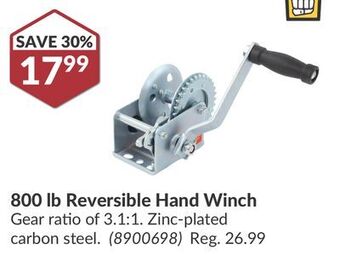 Princess Auto 800 lb reversible hand winch offer