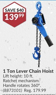 Princess Auto 1 ton lever chain hoist offer