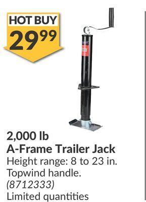Princess Auto A-frame trailer jack offer