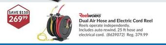 Princess Auto Dual air hose and electric cord reel offer