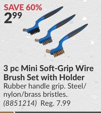Princess Auto 3 pc mini soft-grip wire brush set with holder offer
