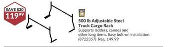 Princess Auto 500 lb adjustable steel truck cargo rack offer