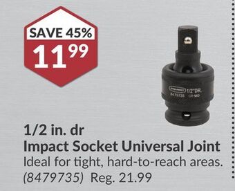 Princess Auto 1/2 in. dr impact socket universal joint offer