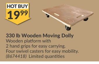Princess Auto 330 lb wooden moving dolly offer