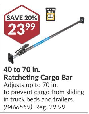Princess Auto 40 to 70 in. ratcheting cargo bar offer