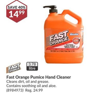 Princess Auto Fast orange pumice hand cleaner offer