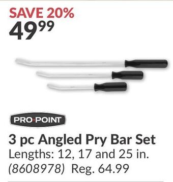 Princess Auto 3 pc angled pry bar set offer