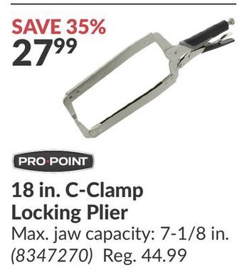 Princess Auto 18 in. c-clamp locking plier offer