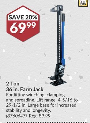 Princess Auto 2 ton 36 in. farm jack offer
