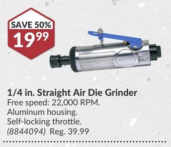 Princess Auto 1/4 in. straight air die grinder offer