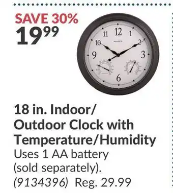 Princess Auto 18 in. indoor/outdoor clock offer