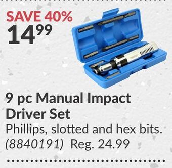 Princess Auto 9 pc manual impact driver set offer
