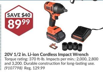 Princess Auto 20v 1/2 in. li-ion cordless impact wrench offer