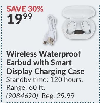 Princess Auto Wireless waterproof earbud with smart display charging case offer