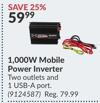 Princess Auto 1,000w mobile power inverter offer