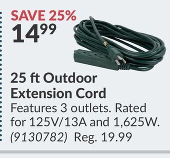 Princess Auto 25 ft outdoor extension cord offer