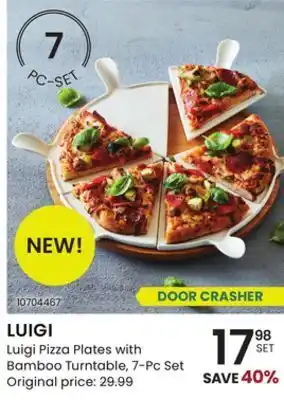 Stokes Luigi pizza plates with bamboo turntable, 7-pc set offer