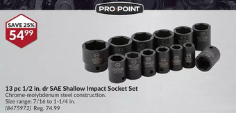 Princess Auto Pro•point 13 pc 1/2 in. dr sae shallow impact socket set offer