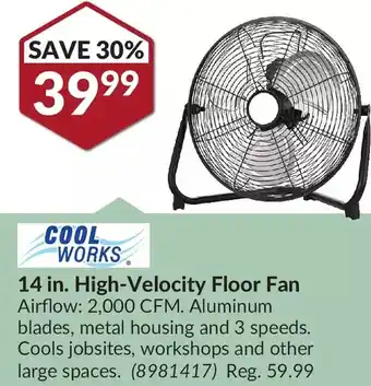 Princess Auto Cool works 14 in. high-velocity floor fan offer