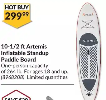 Princess Auto Artemis 10-1/2 ft artemis inflatable standup paddle board offer