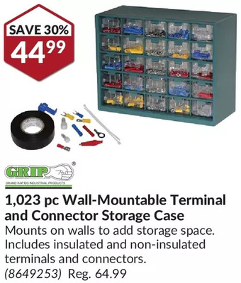 Princess Auto 1,023 pc wall-mountable terminal and connector storage case offer