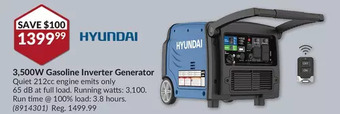 Princess Auto Hyundai 3,500w gasoline inverter generator offer